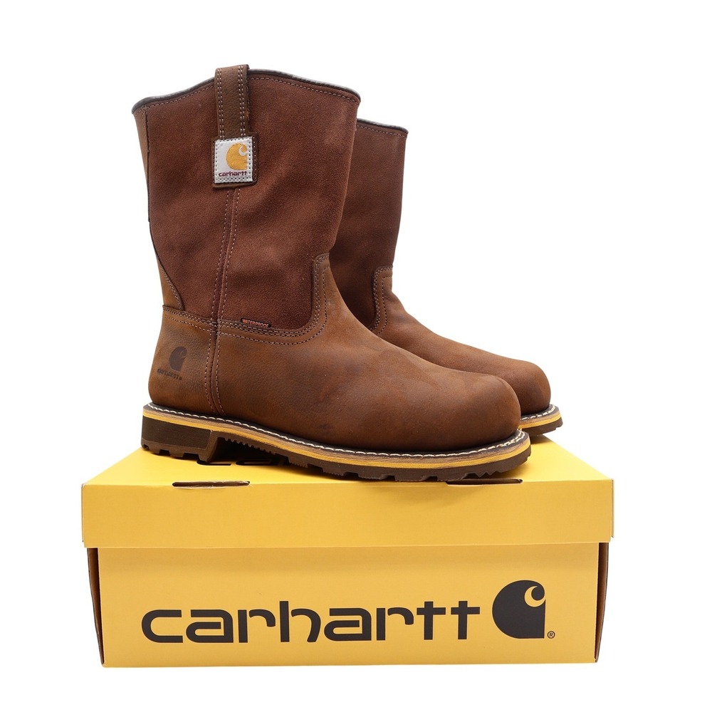 Carhartt Waterproof 10-Inch Pull-On Work Boot Mens 9.5M Brown Leather NEW